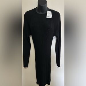 Mango Black Women's Sweater Dress,size 10,  bow in the back with small opening